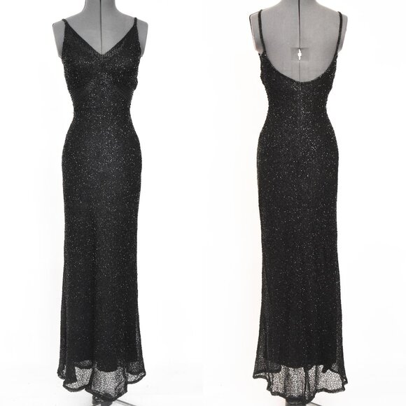 Scala Dresses & Skirts - SOLD ON EBAY Scala Black Hand-Beaded Silk Formal Prom Dress Small